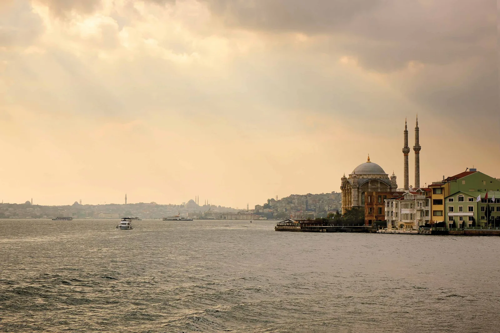 Istanbul waterfront and mosque beside the Bosphorus