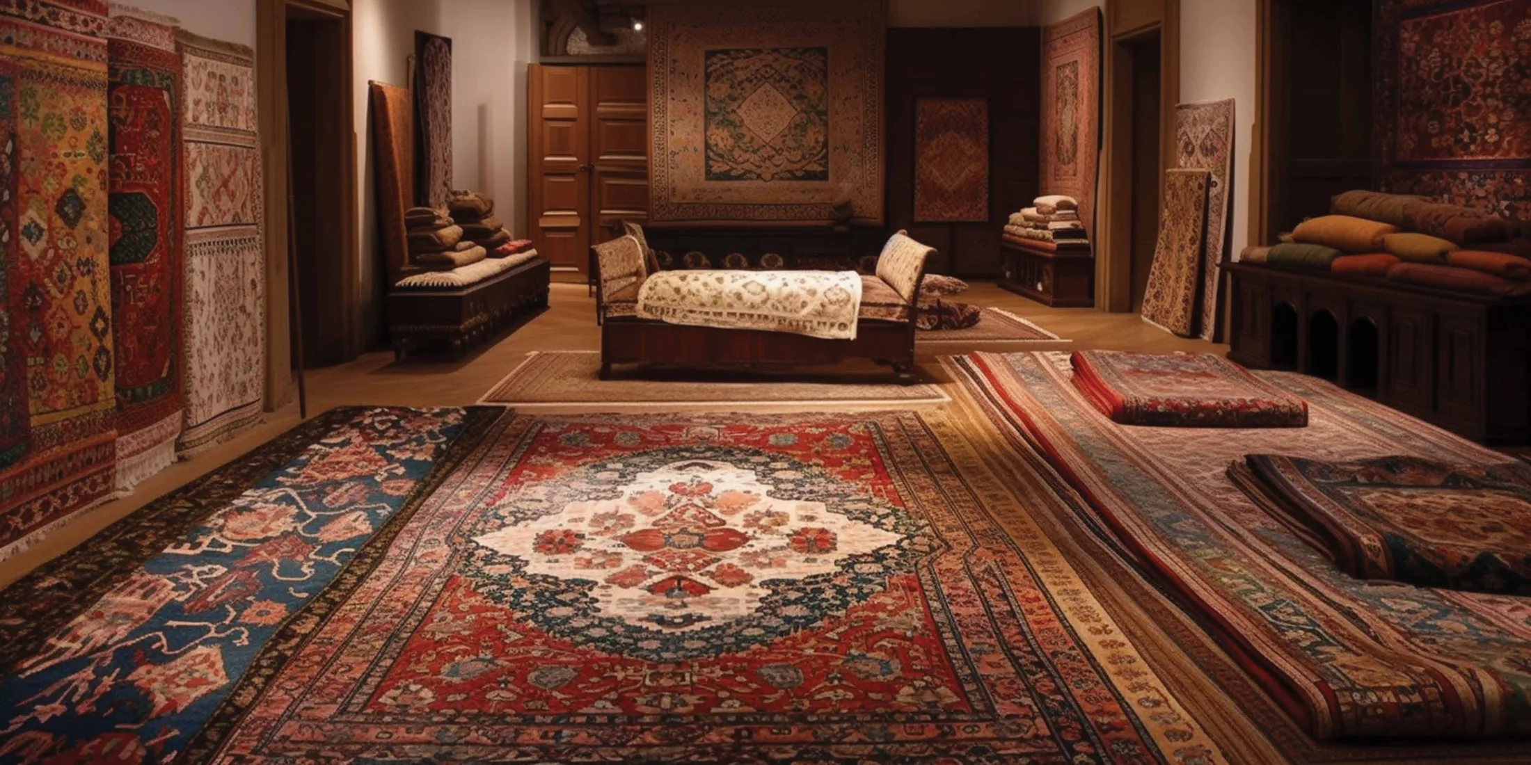 Interior inspiration: richly patterned carpets in a warmly lit salon
